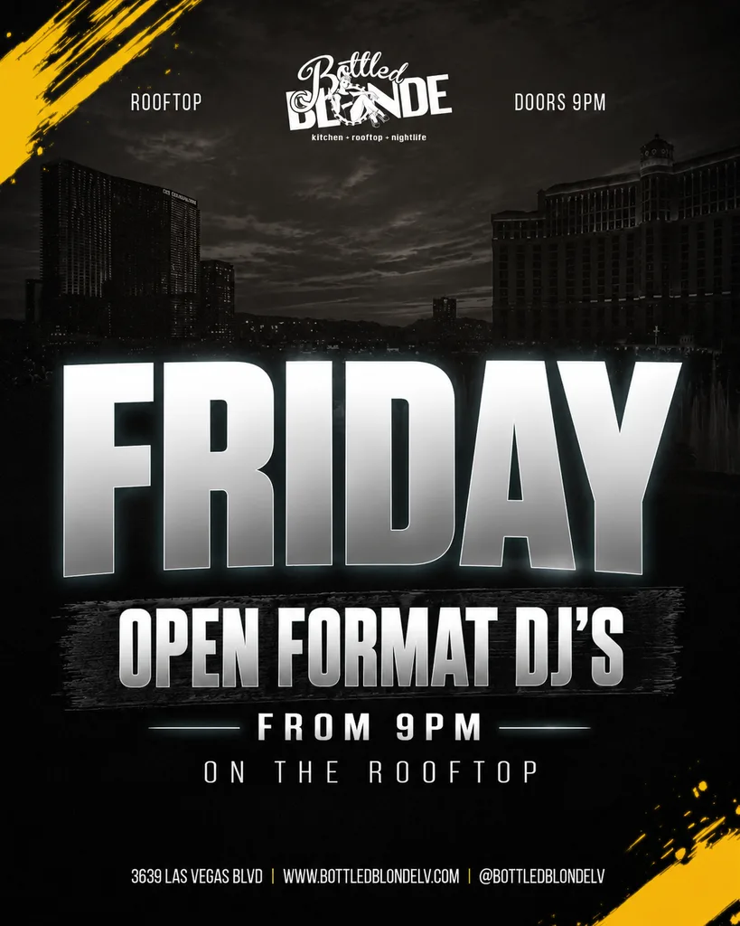 Friday open format DJs from 9PM on the rooftop